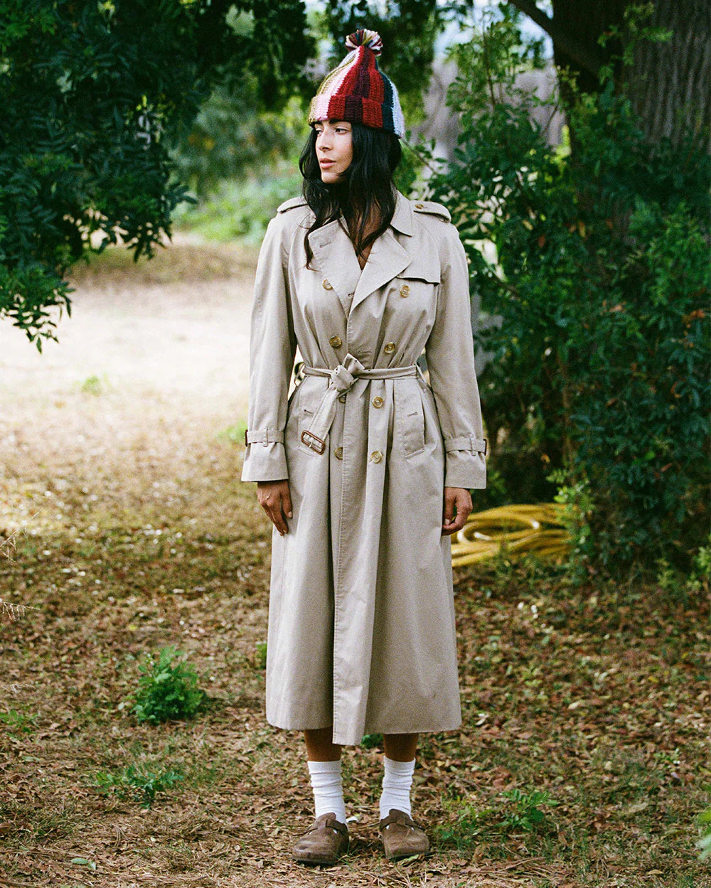 Rainbow Striped Alpaca Beanie