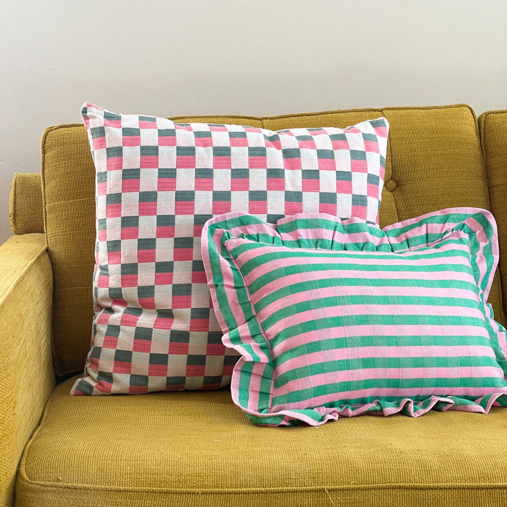 NY Stripe Ruffle Pillow